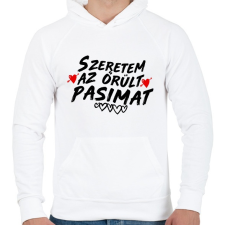 PRINTFASHION Szeretem az őrült pasimat - Férfi kapucnis pulóver - Fehér férfi pulóver, kardigán