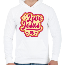 PRINTFASHION Szeretem Jézust - Férfi kapucnis pulóver - Fehér férfi pulóver, kardigán