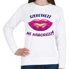 PRINTFASHION Szeretkezz, ne háborúzz!  - Női pulóver - Fehér női pulóver, kardigán