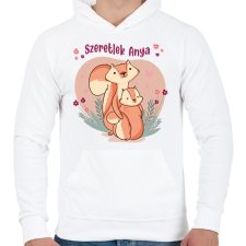PRINTFASHION Szeretlek anya - Mókusos - Férfi kapucnis pulóver - Fehér férfi pulóver, kardigán