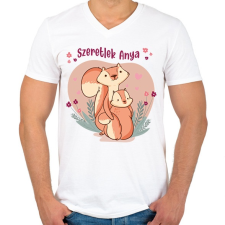 PRINTFASHION Szeretlek anya - Mókusos - Férfi V-nyakú póló - Fehér férfi póló