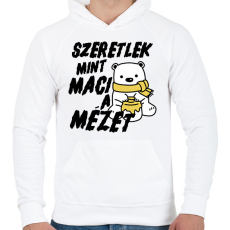 PRINTFASHION Szeretlek, mint maci a mézet - páros minta - Férfi kapucnis pulóver - Fehér