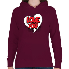 PRINTFASHION Szeretlek - Női kapucnis pulóver - Bordó női pulóver, kardigán