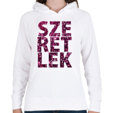 PRINTFASHION SZERETLEK - Női kapucnis pulóver - Fehér női pulóver, kardigán