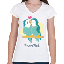 PRINTFASHION Szeretlek - papagáj - Női V-nyakú póló - Fehér női póló