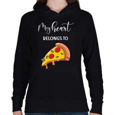 PRINTFASHION Szeretlek Pizza - Női kapucnis pulóver - Fekete
