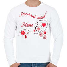 PRINTFASHION Szeretünk mind Mama - Férfi pulóver - Fehér férfi pulóver, kardigán