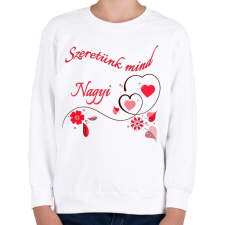 PRINTFASHION Szeretünk mind Nagyi - Gyerek pulóver - Fehér gyerek pulóver, kardigán