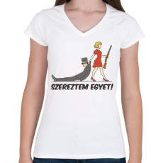 PRINTFASHION Szereztem egyet - Női V-nyakú póló - Fehér