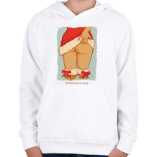PRINTFASHION Szexi Karácsony - Gyerek kapucnis pulóver - Fehér gyerek pulóver, kardigán