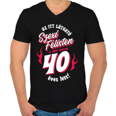 PRINTFASHION Szexi Szülinapos Félisten sötétre 40 - Férfi V-nyakú póló - Fekete