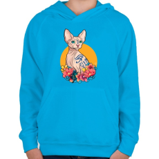 PRINTFASHION Szfinx  - Gyerek kapucnis pulóver - Azúrkék