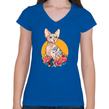 PRINTFASHION Szfinx  - Női V-nyakú póló - Királykék női póló