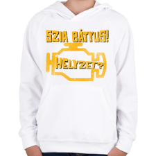 PRINTFASHION Szia Bátyus! Helyzet? (Check Engine) - Gyerek kapucnis pulóver - Fehér gyerek pulóver, kardigán