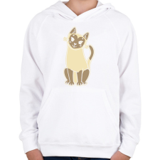 PRINTFASHION Sziámi cica - Gyerek kapucnis pulóver - Fehér gyerek pulóver, kardigán