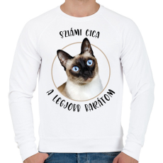 PRINTFASHION Sziámi cica - Legjobb barát - Férfi pulóver - Fehér
