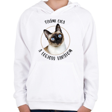 PRINTFASHION Sziámi cica - Legjobb barát - Gyerek kapucnis pulóver - Fehér gyerek pulóver, kardigán
