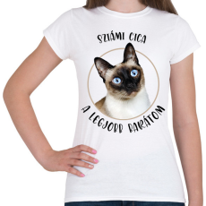 PRINTFASHION Sziámi cica - Legjobb barát - Női póló - Fehér