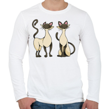 PRINTFASHION Sziámi cicák - Férfi hosszú ujjú póló - Fehér férfi póló