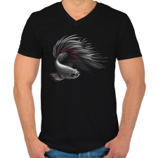 PRINTFASHION Sziámi harcoshal portré - Férfi V-nyakú póló - Fekete férfi póló