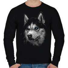 PRINTFASHION Szibériai husky - Férfi pulóver - Fekete férfi pulóver, kardigán