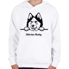 PRINTFASHION Szibériai Husky - Gyerek kapucnis pulóver - Fehér gyerek pulóver, kardigán
