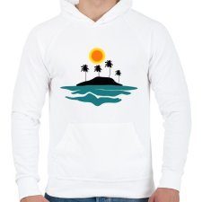 PRINTFASHION sziget-pálmafák-nap-tenger - Férfi kapucnis pulóver - Fehér férfi pulóver, kardigán