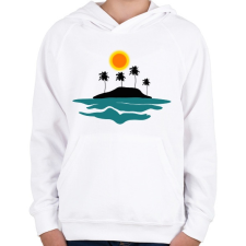 PRINTFASHION sziget-pálmafák-nap-tenger - Gyerek kapucnis pulóver - Fehér gyerek pulóver, kardigán