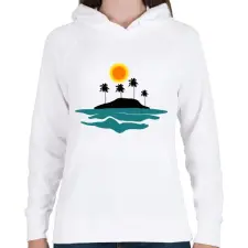 PRINTFASHION sziget-pálmafák-nap-tenger - Női kapucnis pulóver - Fehér női pulóver, kardigán