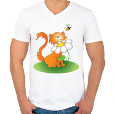 PRINTFASHION Szimatcic - Férfi V-nyakú póló - Fehér férfi póló