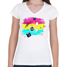 PRINTFASHION Szimbólumok - Női V-nyakú póló - Fehér női póló