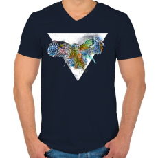 PRINTFASHION Színes bagoly - Férfi V-nyakú póló - Sötétkék