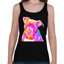 PRINTFASHION Színes bull típusú kutyus - Női atléta - Fekete női trikó