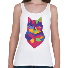 PRINTFASHION Színes cica - Női atléta - Fehér női trikó