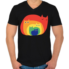 PRINTFASHION szines cicak - Férfi V-nyakú póló - Fekete