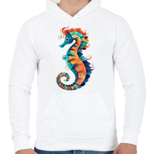 PRINTFASHION Színes csikóhal - Férfi kapucnis pulóver - Fehér férfi pulóver, kardigán