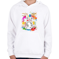 PRINTFASHION Színes dob - Gyerek kapucnis pulóver - Fehér gyerek pulóver, kardigán