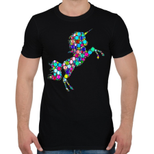 PRINTFASHION Színes egyszarvú - Férfi póló - Fekete férfi póló