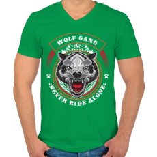 PRINTFASHION Színes farkascsapat - Férfi V-nyakú póló - Zöld