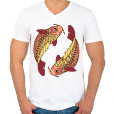PRINTFASHION Színes Halak horoszkóp - Férfi V-nyakú póló - Fehér férfi póló
