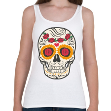 PRINTFASHION Színes halálfej - Női atléta - Fehér női trikó