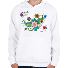 PRINTFASHION Színes hennaminta - Gyerek kapucnis pulóver - Fehér gyerek pulóver, kardigán