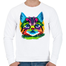 PRINTFASHION Színes kiscica - Férfi pulóver - Fehér