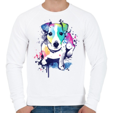 PRINTFASHION Színes kutya - Férfi pulóver - Fehér férfi pulóver, kardigán