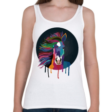 PRINTFASHION Színes Ló - Női atléta - Fehér