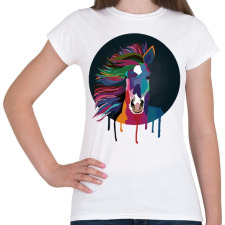 PRINTFASHION Színes Ló - Női póló - Fehér női póló