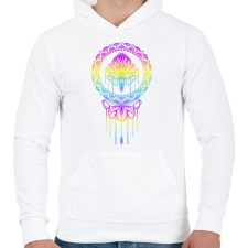 PRINTFASHION Színes Lótusz - Férfi kapucnis pulóver - Fehér férfi pulóver, kardigán