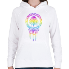 PRINTFASHION Színes Lótusz - Női kapucnis pulóver - Fehér női pulóver, kardigán