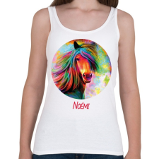PRINTFASHION Szines lovas minta - Névvel - Női atléta - Fehér női trikó