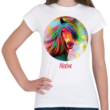 PRINTFASHION Szines lovas minta - Névvel - Női póló - Fehér női póló